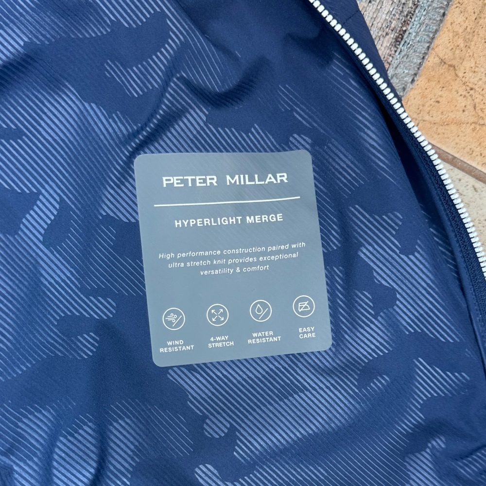 Peter Millar Performance Golf Jacket XL Navy White Full Zip Lightweight Athletic - Picture 7 of 12